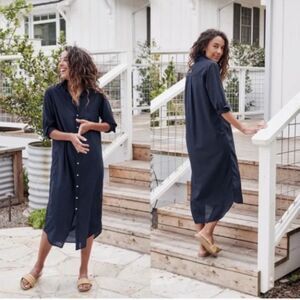 Frank & Eileen Rory Long Sleeve Maxi Shirtdress Dress Button Up Cotton Large